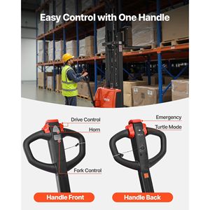 Transpalette électrique complet orange et noir, capacité de 3300 lb, largeur de fourche réglable de 8,66 à 31,1 pouces, fourche de levage de 127,6 pouces - Product Image 5
