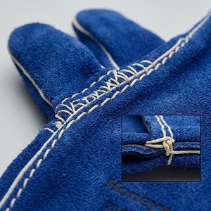 Gants de Soudure de Sécurité en Cuir de Vachette Fendu Bleu, Robustes, à Manches Longues, Résistants à la Chaleur et au Feu, Certifiés CE, Doublés Polaire, Vente en Gros - Product Image 6