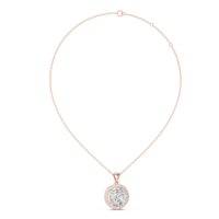 Pendentif Moissanite taille brillant 3,2 carats avec halo, plaqué or rose, en argent sterling 925, forme fleur, sertissage griffe, bijou tendance