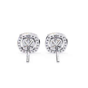 Pendientes de Diamantes con Corte Cushion y Halo, Plata de Ley 925, 1 Ct en Total, 5.5 mm en el Centro, 1.1 mm en los Laterales, Joyería Fina - Product Image 3