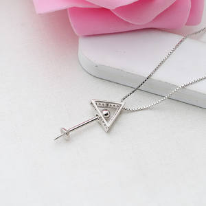 Ensemble de collier avec pendentif triangle en argent S925 avec plateau vide, bijoux pour femmes, accessoires de bricolage, incrusté de 379 petits arbres avec chaîne fantaisie - Product Image 3