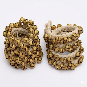Ghungroo 25+25 <b>Bells</b> with White Cushion Pads Classical Dance Anklet <b>Bells</b> for Bharatanatyam Dance Performance Adjustable Foot Be - Product Image 5