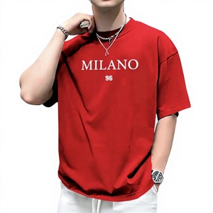 T-shirt décontracté pour homme à manches courtes, col rond, respirant, en jersey polyester/coton, avec impression en relief et logo frontal - Product Image 2