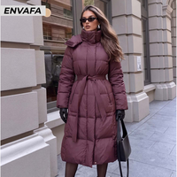 Veste longue matelassée en polyester tissé pour femme, idéale pour le bureau en hiver, coupe-vent et tendance