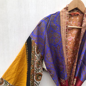 Bikini de fiesta estilo bohemio vintage japonés, ropa de dormir de seda pura, kimono de talla grande para mujer, suave y cómodo para la playa, bata tipo Duster. - Product Image 1