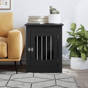 Mueble Jaula para Perros de Madera Sintética Negra y Acero, 21.7x31.5x26.8 pulgadas, Casas y Muebles para Mascotas - Product Image 3