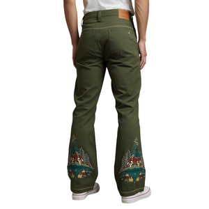 Pantalon évasé pour homme d'inspiration outdoor avec broderie Forest Ridge et construction premium décontractée - Product Image 1