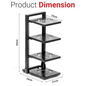 Étagère de rangement métallique à trois niveaux, hauteur réglable 60 cm, pour salon, design minimaliste, type sur pied - Product Image 4