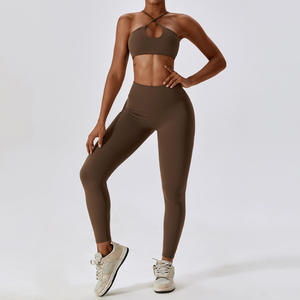 Conjunto de Leggings de Yoga para Mujer, Venta al por Mayor Directa de Fábrica, Diseño Sólido con Cintura en V, Control de Abdomen, Transpirable, Costuras Reforzadas para Entrenamiento - Product Image 5