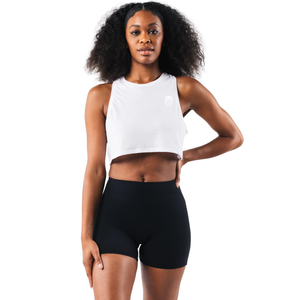 LDB Muscle Tank Women’s Cropped Muscle Fit Stretch Activewear Gym Workout <b>Sleeveless</b> Tank <b>Top</b> Optic White - Product Image 1