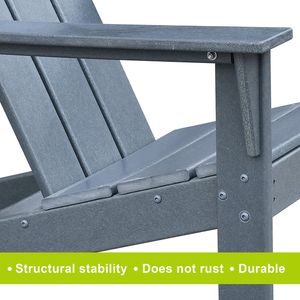 Silla Adirondack de Resina HDPE Gris Oscuro para Todo Clima, Muebles de Patio de Alta Durabilidad - Product Image 5