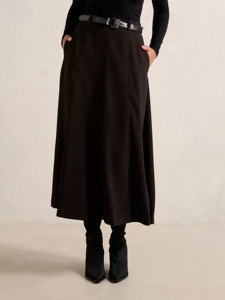 Jupe midi décontractée en satin, tissu lin/coton, antibactérien - Product Image 2