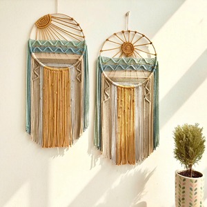 Set Of 2 Macrame <b>Wall</b> <b>Hanging</b> Perfect For Event Backdrop Decor And Wedding Stage Styling <b>Boho</b> Interior Accent From India - Product Image 1