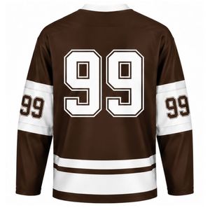 Men Brown Sublimated Ice Hockey Set Jersey Shorts Polyester Striped <b>Athletic</b> Sportswear Team Training Match Apparel - Product Image 5