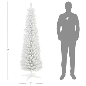 Árbol de Navidad Artificial Realista con Forma de Lápiz, 6 Ramas Decoradas con Nieve, Árbol de Navidad Blanco - Product Image 3