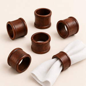 Lot d'anneaux de serviette en bois d'acacia faits à la main pour mariage, banquet, décoration de table, porte-serviettes en bois pour fournitures de restauration hôtelière - Product Image 4
