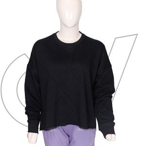 Nouveau Sweat-shirt Femme Noir Col Rond 100% Coton Tricoté Décontracté Hiver Manches Longues Couleur Unie Respirant Séchage Rapide 2026 - Product Image 2