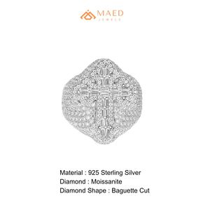 Anillo Cruzado de Plata de Ley 925 con Moissanita, Banda de Baguette Iced Out, Joyería Hip Hop, Regalo para Hombres, Miami, Chicago, EE. UU. - Product Image 6