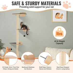 Mobili a parete a forma di albero di gatto con Scratcher a forma di piattaforma - Product Image 3