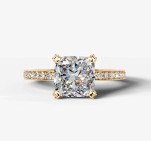 Anillo de Moissanita Corte Cojín de 8mm, Plata de Ley 925, Chapado en Oro de 14k, Engaste de Garras, Elegante y Lujoso Anillo de Compromiso, Boda o Promesa - Product Image 1