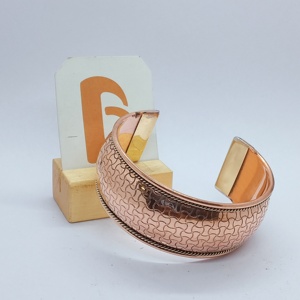 Bela Artisan Rose Gold Plated 99% <b>Copper</b> Alloy Cuff & Bangles <b>Bracelet</b> Geometric Pattern Classic Style Unisex Fashion Jewelry - Product Image 3