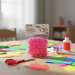 Ilan Goma Manualidades Rosa Chiaro Fluorescente 300 Pezzi per Artigianato - Product Image 3