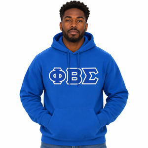 Phi Beta Sigma Royal Blue <b>Men's</b> Hooded <b>Sweatshirt</b> with <b>White</b> Greek Letter Embroidery Custom Pullover Fleece Hoodie Kangaroo - Product Image 1