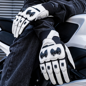 Custom Summer Windproof Anti <b>Vibration</b> Half Finger Riding Waterproof Racing Motorbike <b>Men</b> Vintage Leather Motorcycle Gloves - Product Image 5