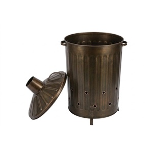 Contenedor de Incineración de Metal Blanco de Diseño Único con Tapa, Contenedor de Basura de Acero Galvanizado para Jardín Exterior, para Quemar Residuos - Product Image 5