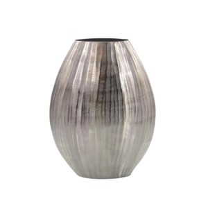 Nuevo Florero Decorativo Ovalado de Diseño Moderno en Aluminio Plateado con Capas, para Hogar, Hotel, Restaurante, en Oferta - Product Image 1