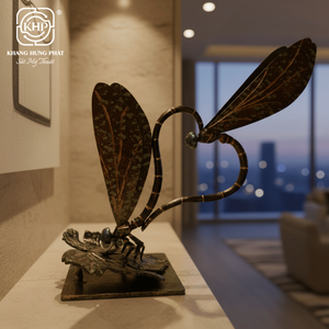 Sculpture d'art en fer forgé 100 % artisanale en forme de libellule pour la décoration de la maison et du jardin, cadeau Feng Shui, artisanat métallique du Vietnam - Product Image 2