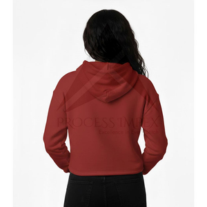 Women's <b>Red</b> <b>Cropped</b> Hoodie With Cherry Heart Print Casual Cotton Sweatshirt Autumn Wear - Product Image 2