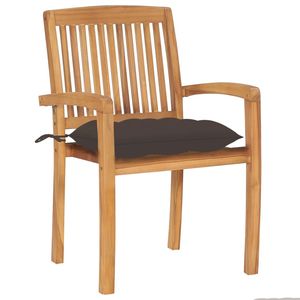 Juego de Muebles de Patio con 8 Sillas Apilables de Madera de Teca Sólida con Cojines - Product Image 3