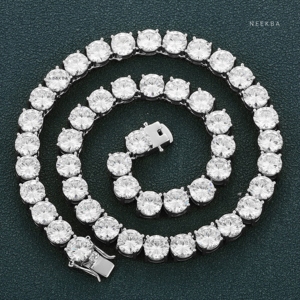 Chaîne tennis en or jaune massif 14 carats avec diamants de laboratoire taille ronde 5,5 mm - Collier simple ligne CVD de 16 pouces pour hommes, provenance Inde - Product Image 2