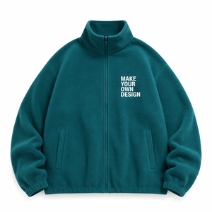 <b>Light</b> Blue Fleece <b>Jacket</b> <b>Women</b> Full Zip Stand Collar Thick Warm Winter Outerwear Custom Logo Print Casual Wear - Product Image 3