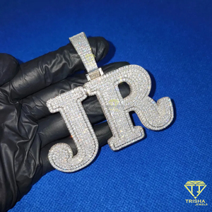 Personalized " JR " <b>Initial</b> Pendant Moissanite Diamond Hip Hop <b>Chain</b> Fashion Jewelry Gift For Men Women - Product Image 1