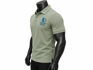 Polo de Algodón Verde Claro para Hombre, Manga Corta, Logotipo Bordado en la Parte Delantera, Color Sólido Informal, Tejido Transpirable - Product Image 6
