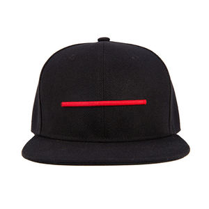 Casquette Snapback Noire à 6 Panneaux avec Broderie Rouge sur le Panneau Avant, Unisexe, Réglable, Visière Plate, Style Urbain, Casquette de Baseball - Product Image 1