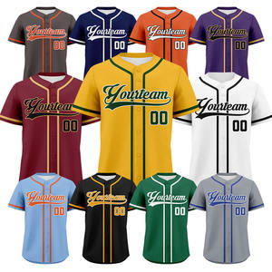 Maillot de baseball personnalisé respirant avec logo frontal, qualité supérieure, impression par sublimation, séchage rapide, grandes tailles adultes, 100 % coton, manches courtes, hiver - Product Image 1