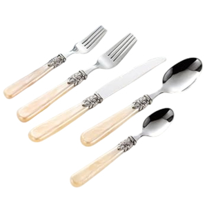 Juego de cubiertos modernos de metal dorado con mangos de mármol, aptos para lavavajillas, para el hogar y bodas. - Product Image 4
