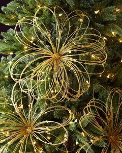 Spray décoratif pour sapin de Noël en forme de fleur avec perles dorées - Product Image 2
