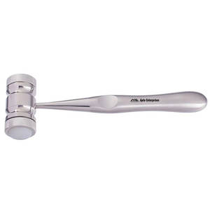 Martillo ortopédico y dental para huesos, mazo quirúrgico de 190 mm (7 ") con cabezas dobles de nailon de 25mm, manual de cuerpo de acero inoxidable alemán - Product Image 6