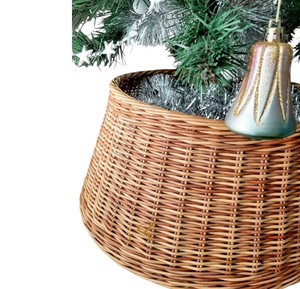 Medium Brown Rattan Christmas <b>Tree</b> Collar Wire Slot Flat Pack Woven Wicker Xmas <b>Tree</b> <b>Stand</b> Base Ring Bulk - Product Image 2