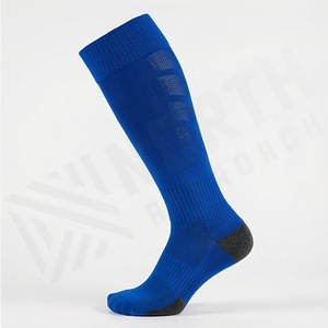 Blue <b>Knee</b> <b>High</b> <b>Socks</b> Solid Color Breathable Knitted Soccer Football <b>Socks</b> for Adults Regular Style - Product Image 3