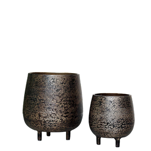 Maceta Metálica de Lujo con Rayas Doradas, Moderna, Decorativa para Interiores y Exteriores, Elegante Florero para Sala de Estar y Oficinas - Product Image 2