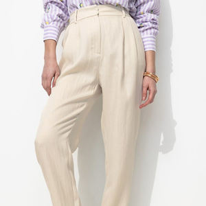 Pantalones de mujer al por mayor, ligeros, de nueva llegada, estilo americano, de talla grande, elásticos, de cintura media, de pierna ancha y ajuste holgado para otoño. - Product Image 2