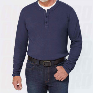 Camiseta Henley Premium de Manga Larga para Hombre, 100% Algodón, con Logotipo Personalizado, Camiseta Lisa Transpirable, Suave, Casual, Ajustada, Duradera - Product Image 3