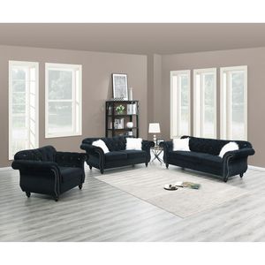 Elegante Poltrona in Velluto Nero per Soggiorno, Sedia Formale con Schienale Trapuntato, Arredamento di Lusso - Product Image 6