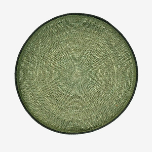 Handmade Green Woven Braided Seagrass <b>Tray</b> Round Decorative Serving <b>Basket</b> Eco Friendly Table Display Wholesale Bulk Supplier - Product Image 2