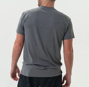 T-shirt décontracté pour homme en coton peigné gris foncé à manches courtes et col rond, coupe ample, style sportswear - Product Image 3